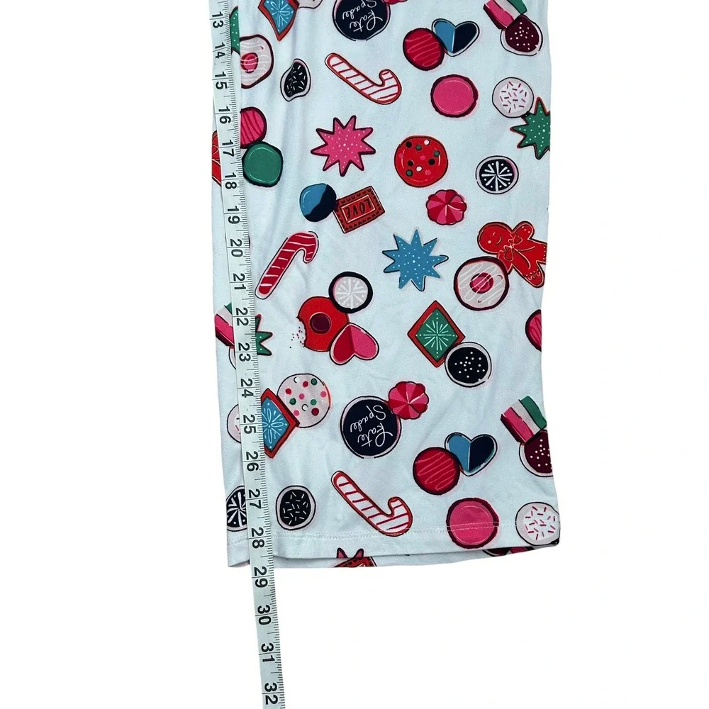 Kate Spade Christmas Cookie Pajama Set XL White Gingerbread Candy‎ Cane Print
